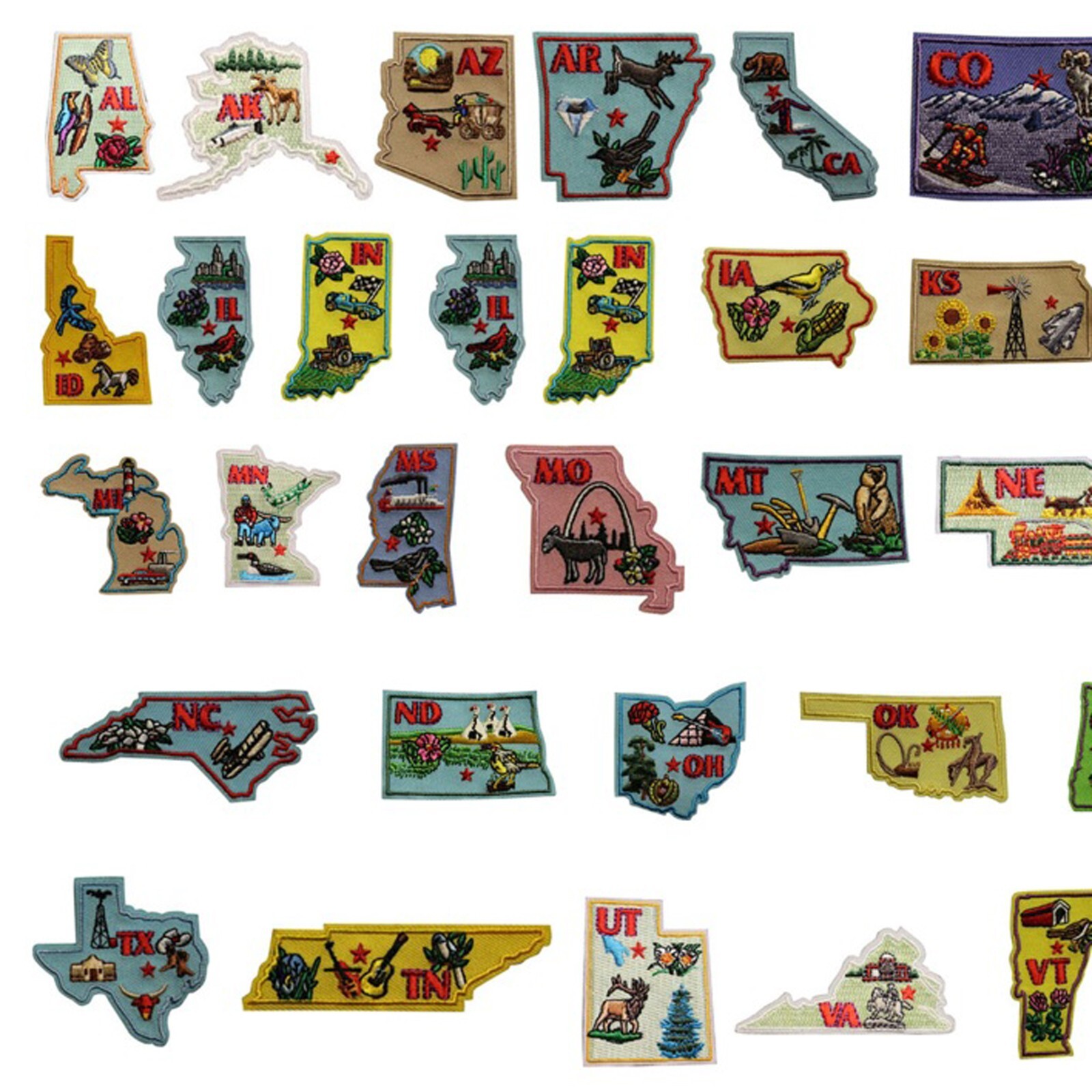 US State Travel Embroidered Iron On Patches All 50 States Available - Tourist