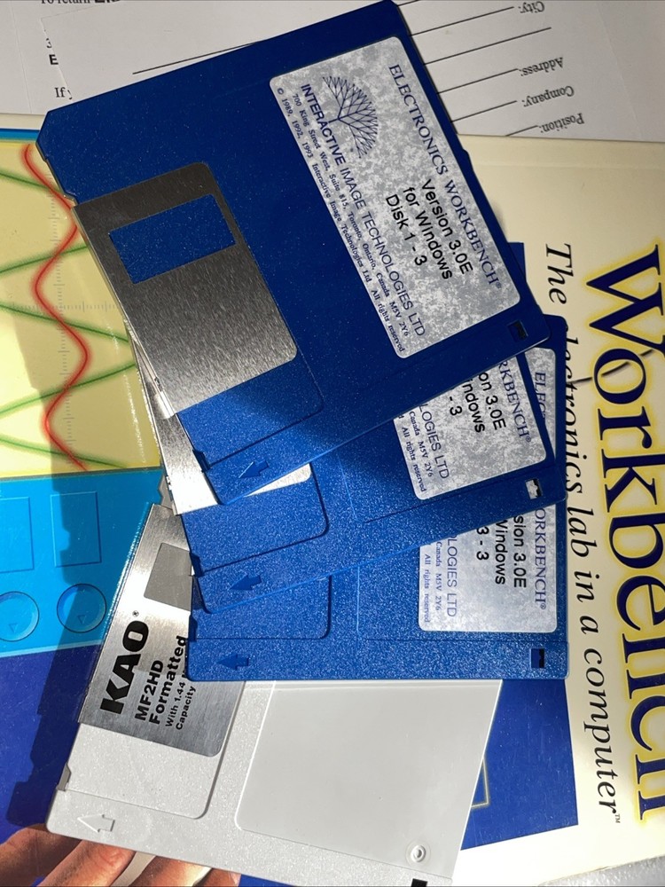 Electronics Workbench 3.0e 3.5" Disks Lab Computer Vintage PC Windows Software