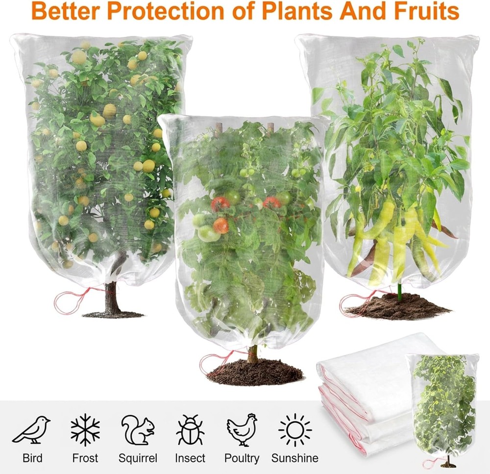 Bird Netting for Garden 3 Pack 2.3x3.3ft Sukh Drawstring