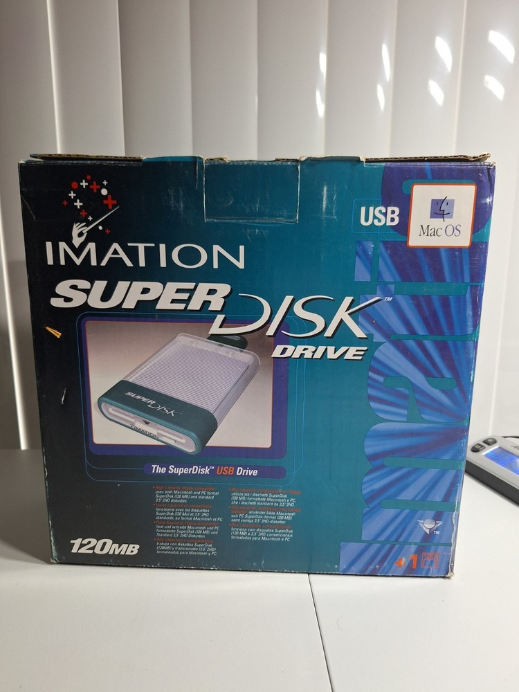 IMATION Superdisk™ Drive for Macintosh External USB Port 120MB. Read Description