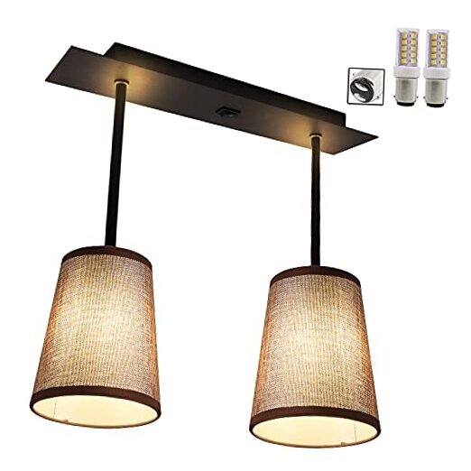 Decorative Fabric RV Light Fixture with On&Off Switch, LED Pendent Round Shape