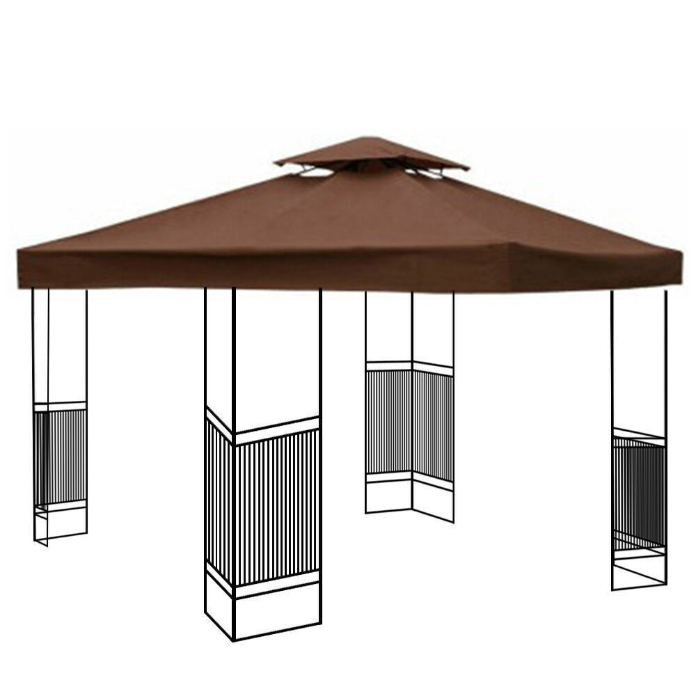 10'x10' Waterproof Gazebo Top Replacement Canopy 1 2Tier UV Sunshade Patio Cover