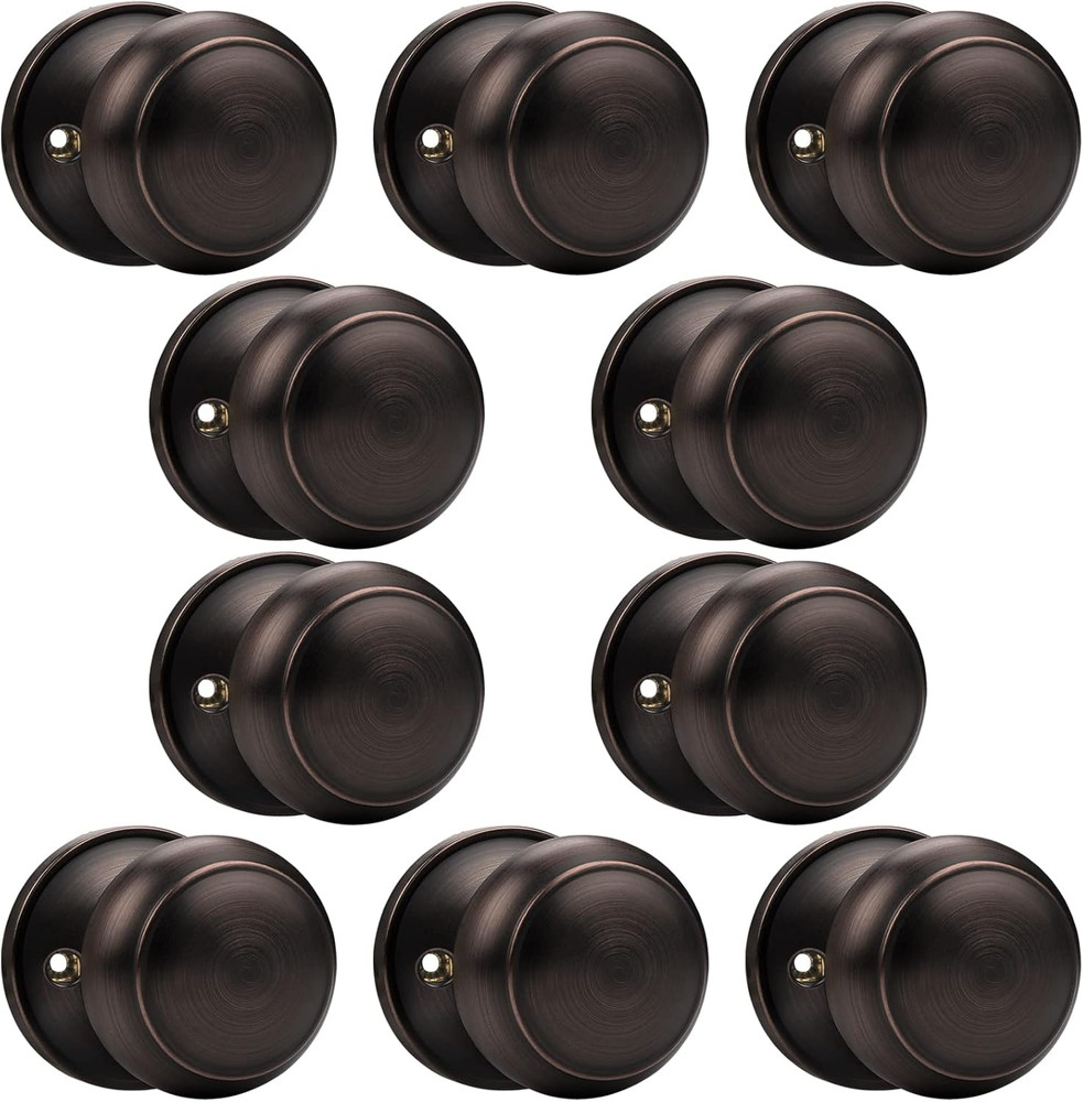 Flat Ball Single Dummy Door Knobs Non-Turning Interior Door Handles, Oil Rubbed