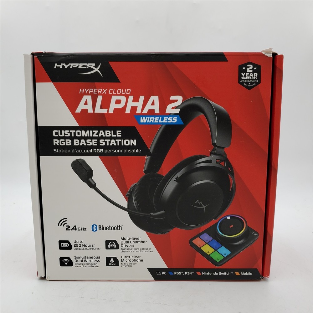 HyperX Cloud Alpha 2 Wireless Gaming Headset with RGB Base Station - Black