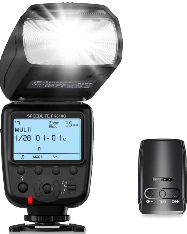 Powerextra LCD Display Flash Speedlite, 2.4G Wireless Flash Trigger Transmitter
