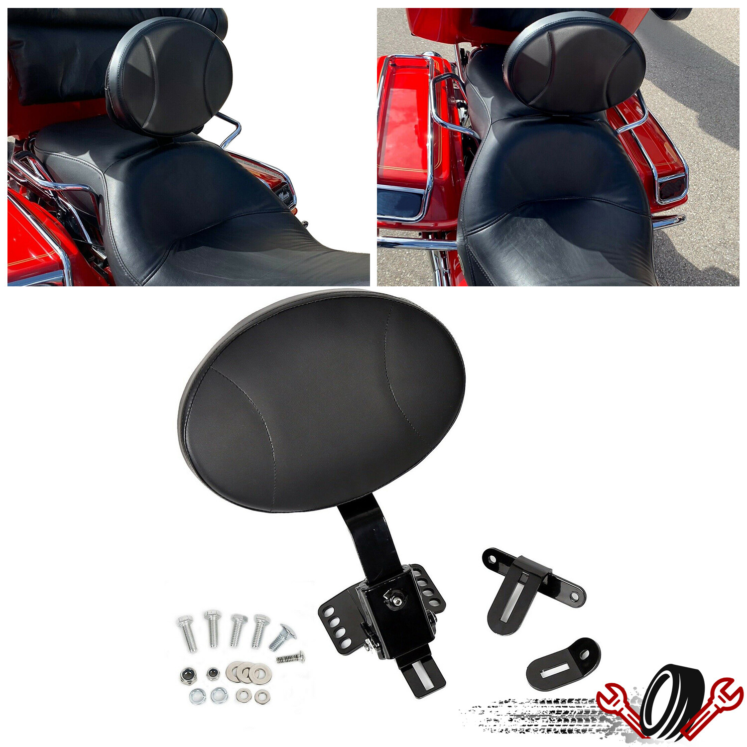 Adjustable Plug-In Rider Driver Backrest For Harley Road Electra Glide 97-24 23