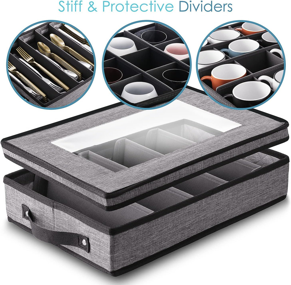 Fine China Storage Containers, 6 Piece Dish Storage Containers, Stackable Plate