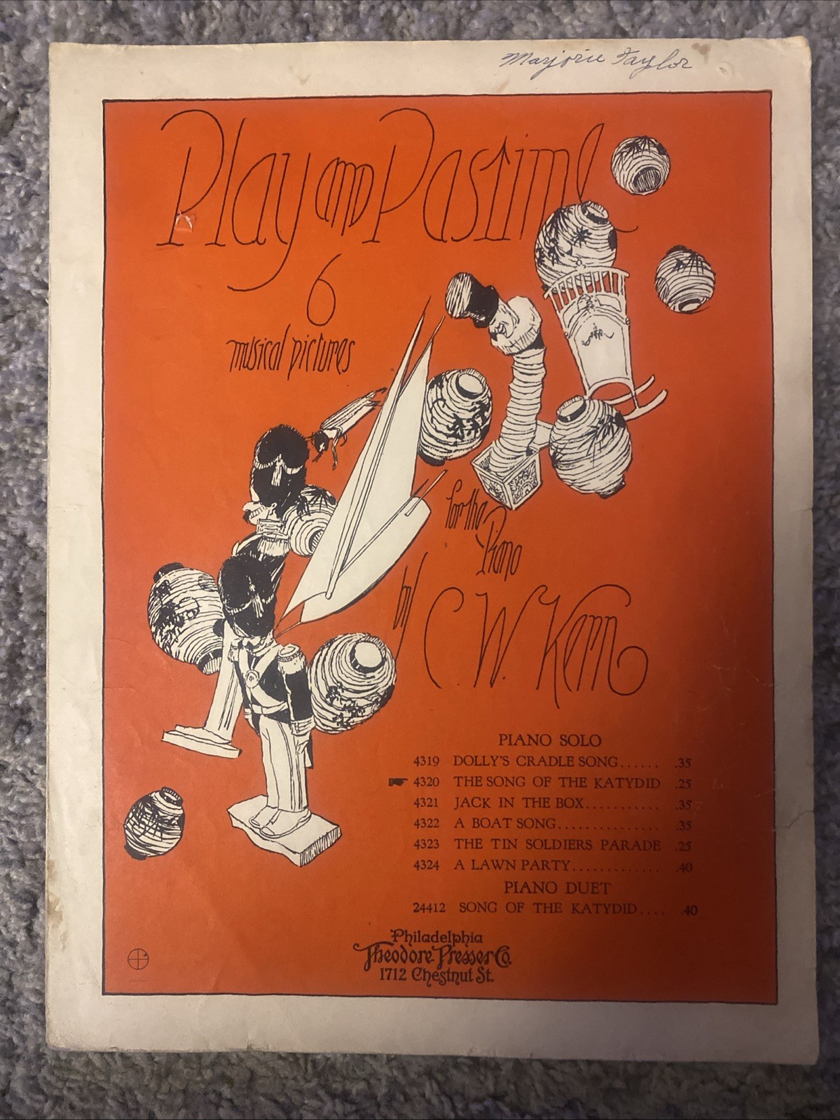 Antique 1903 Piano Sheet Music “ The Song Of The Katydid”