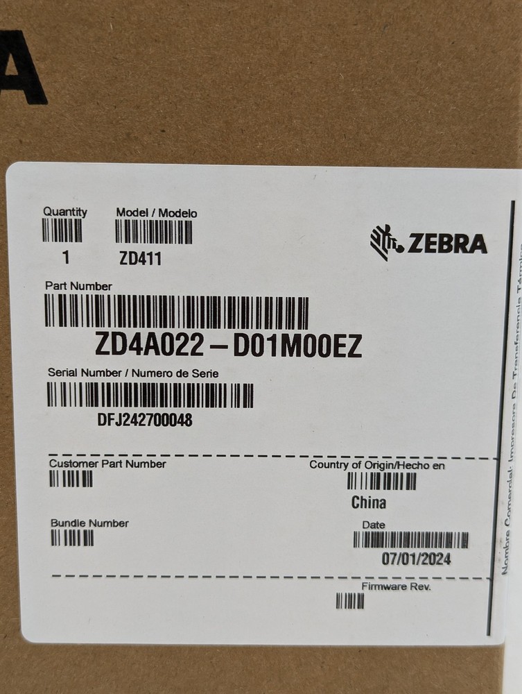 Zebra ZD411 Barcode Label Thermal Printer (ZD4A022-D01M00EZ)