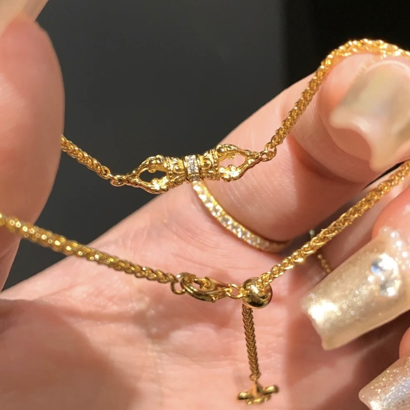 14K Yellow Gold Vintage Style Golden Bracelet Luxury Couple Jewelry