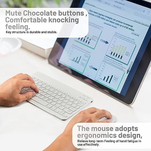 Bluetooth Keyboard and Mouse Combo for iPad - Rechargeable Wireless Keyboard.