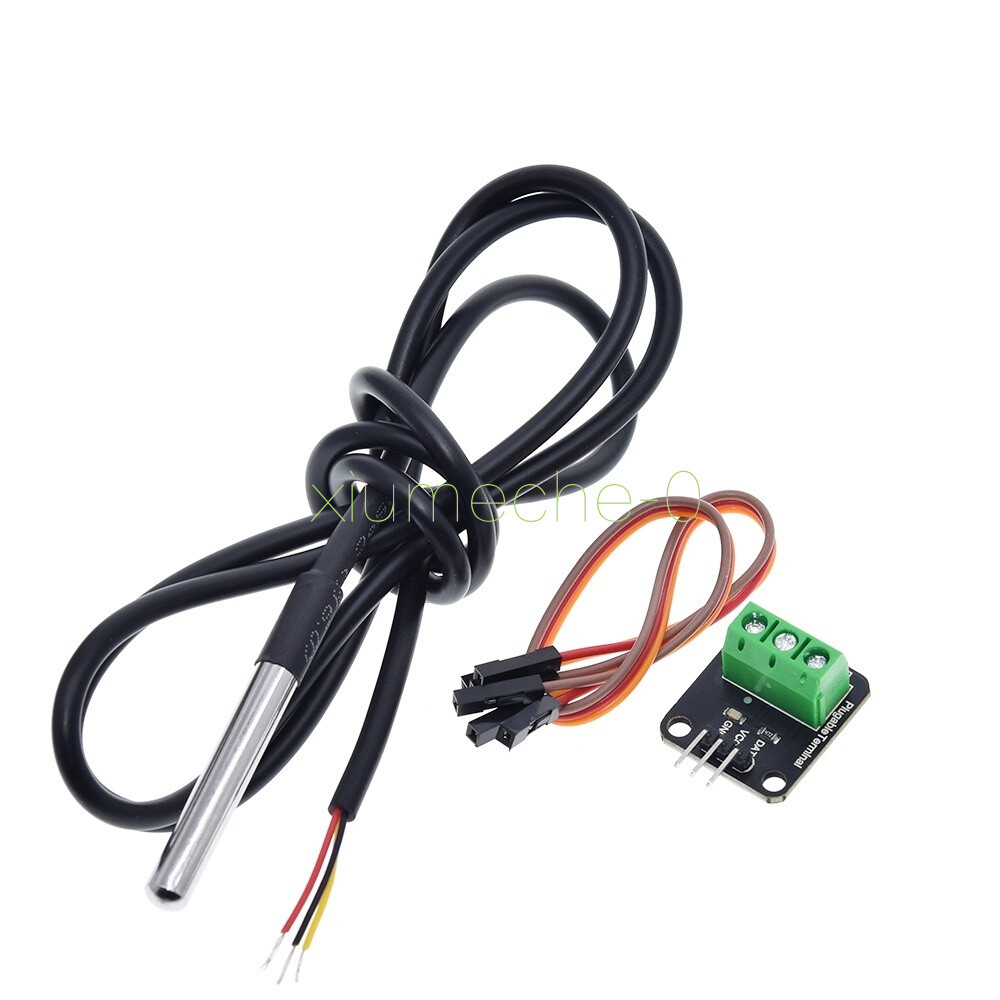 1PCS NEW DS18B20 Temperature Sensor Module WaterProof T Probe+Terminal Adapter