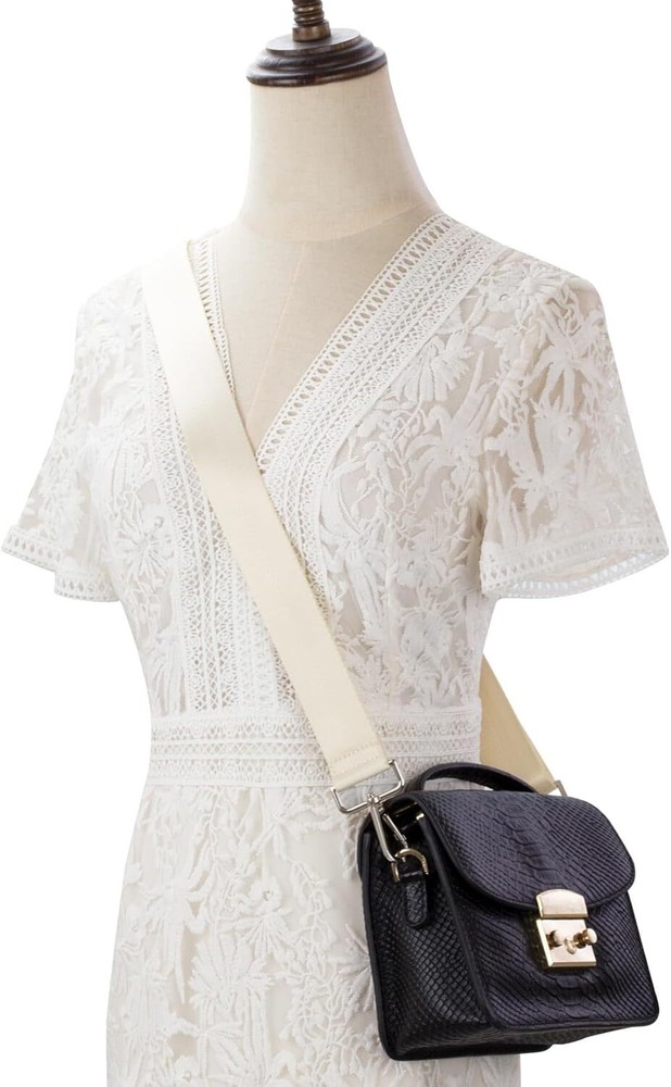 Allzedream Wide Purse Strap Replacement Floral White,silver Hardware