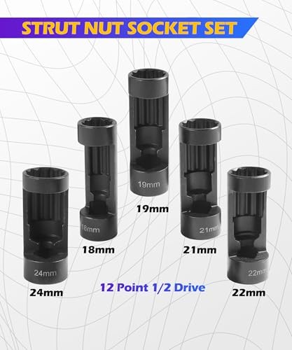 5PCS Strut Nut Socket,18MM 19MM 21MM 22MM 24MM Strut Nut Socket,Car