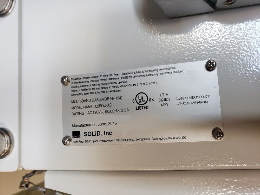 SOLiD L2ROU-AC DAS Distributed Antenna System Low-Power 2W Remote Optic Unit