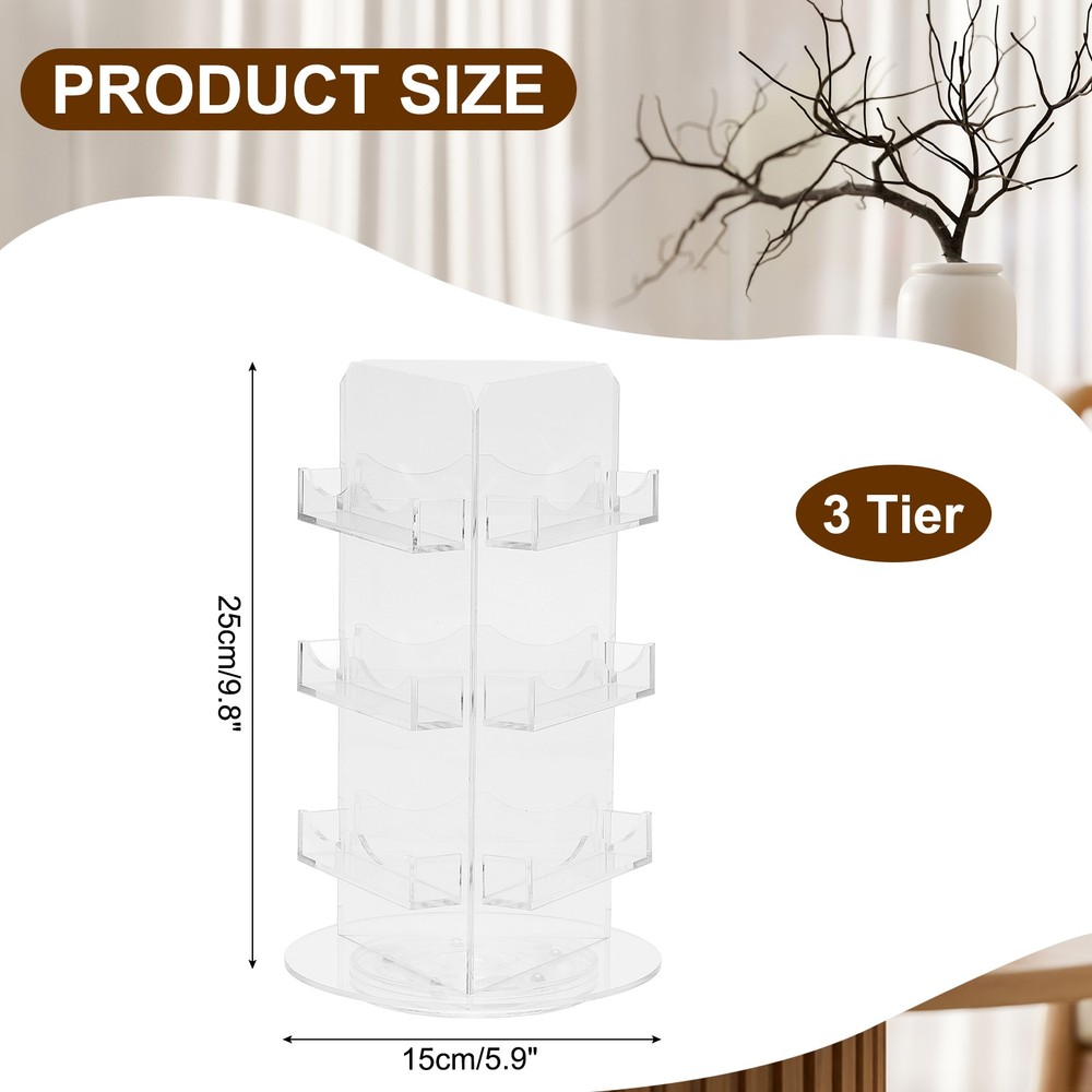 3 Tier Acrylic Cards Rotating Display Stand, Clear