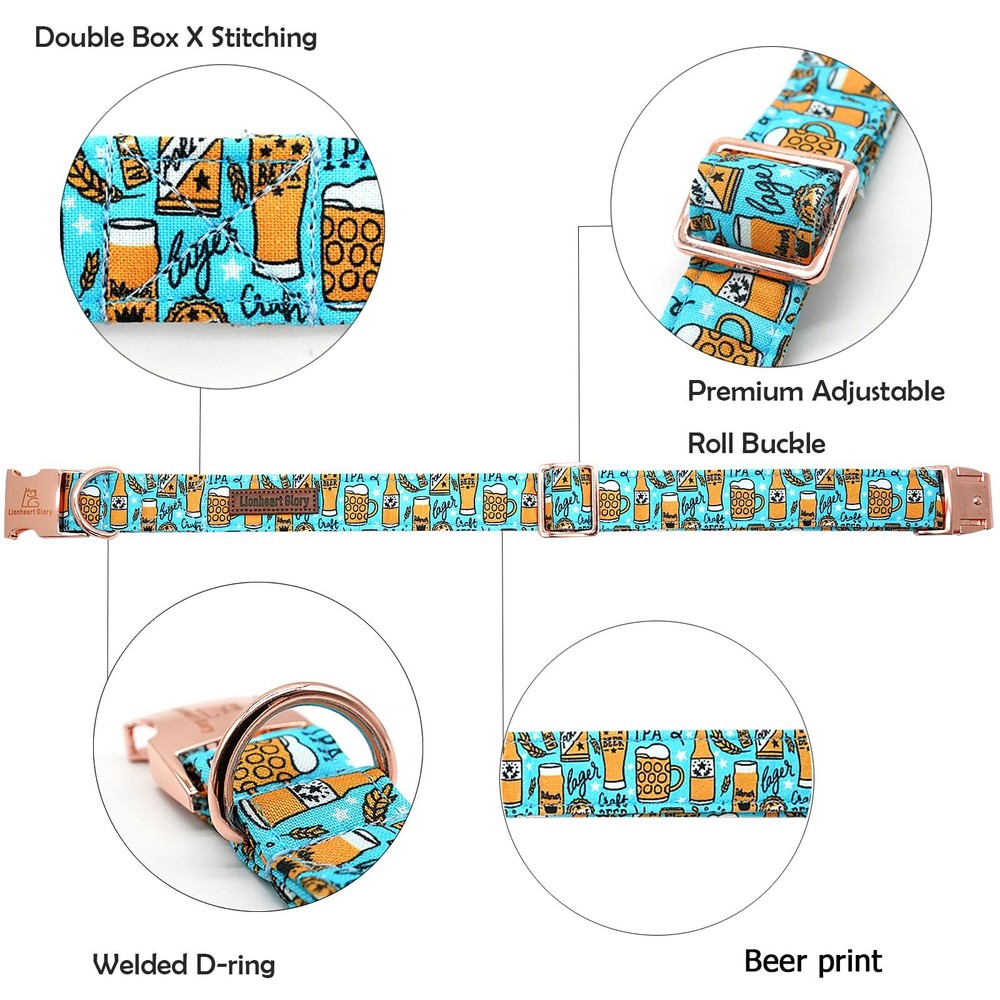 Blue Summer Party Collar - Soft Durable Adjustable for Medium Dogs