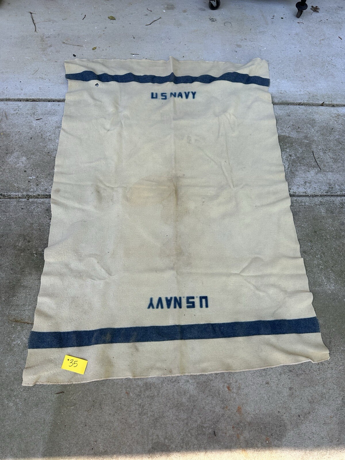 Vintage WW2 US Navy Blanket USN Wool 68x 48"/y35