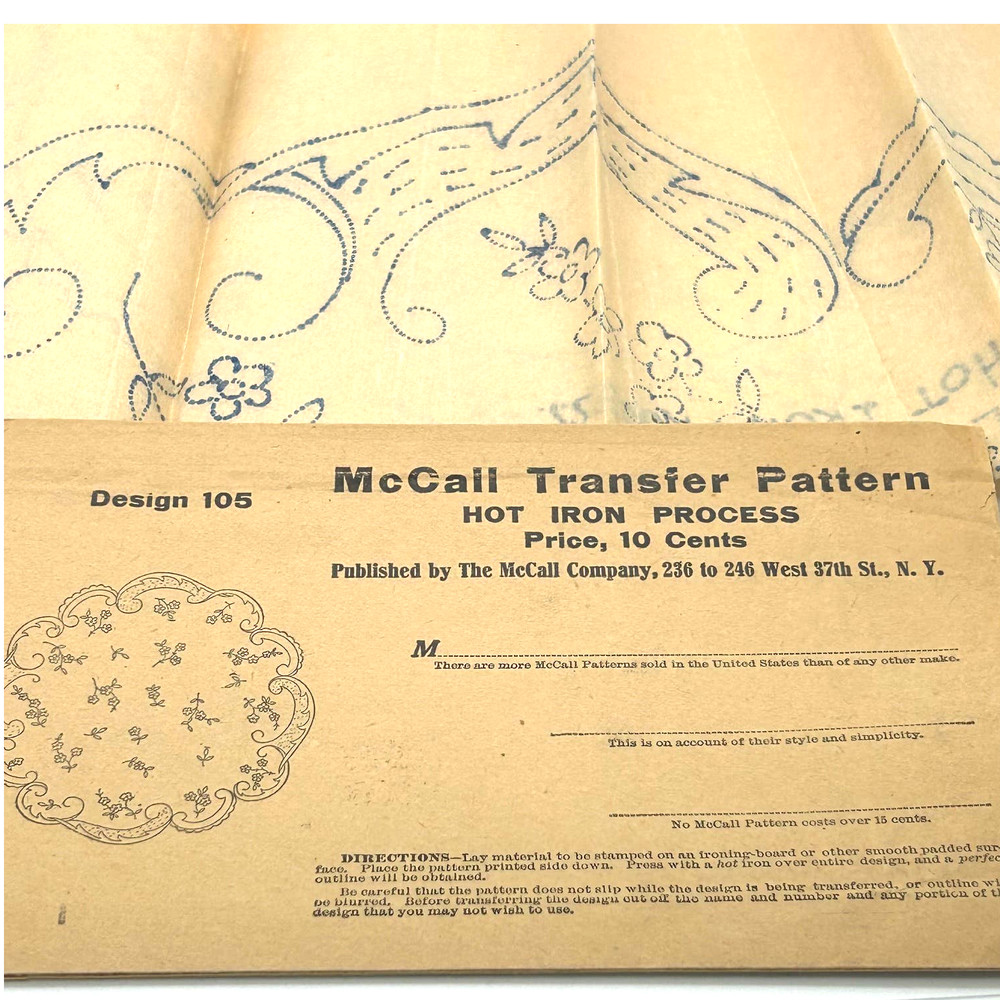 McCalls Vintage Mail Order Hot Iron Transfer Pattern Design #105