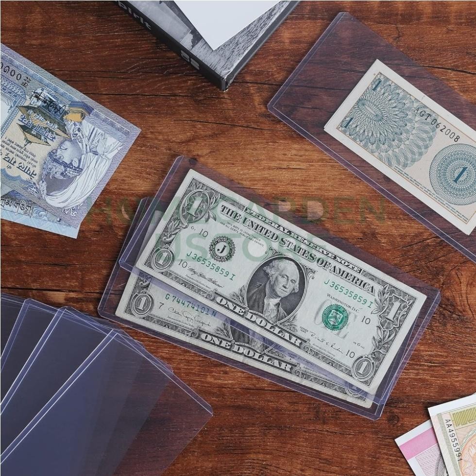 (50) CURRENCY HOLDERS Semi Rigid REGULAR Vinyl Sleeves for Banknotes Dollar Bill