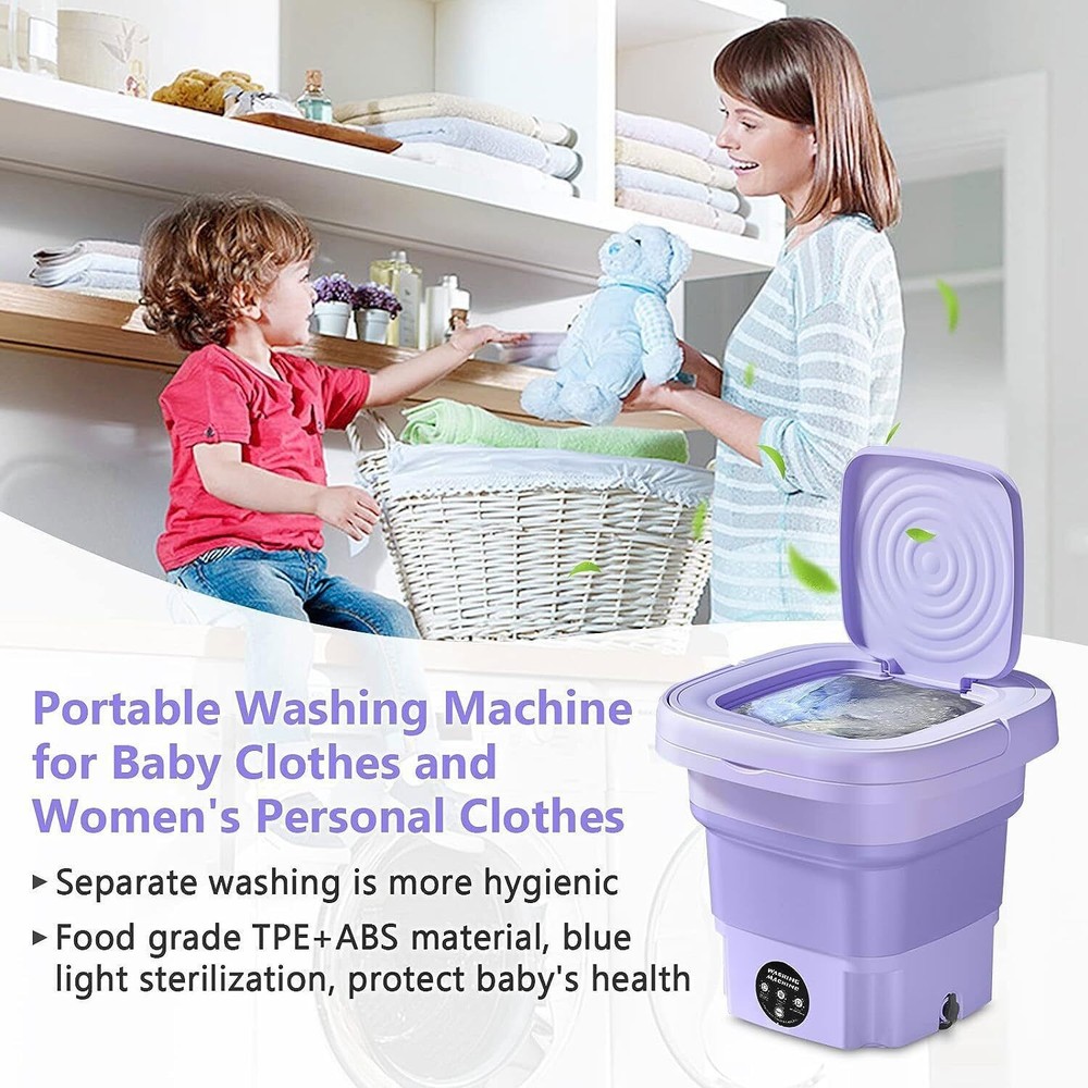 8L Mini Washing Machine Folding Portable Sterilization Drying Laundry Machine