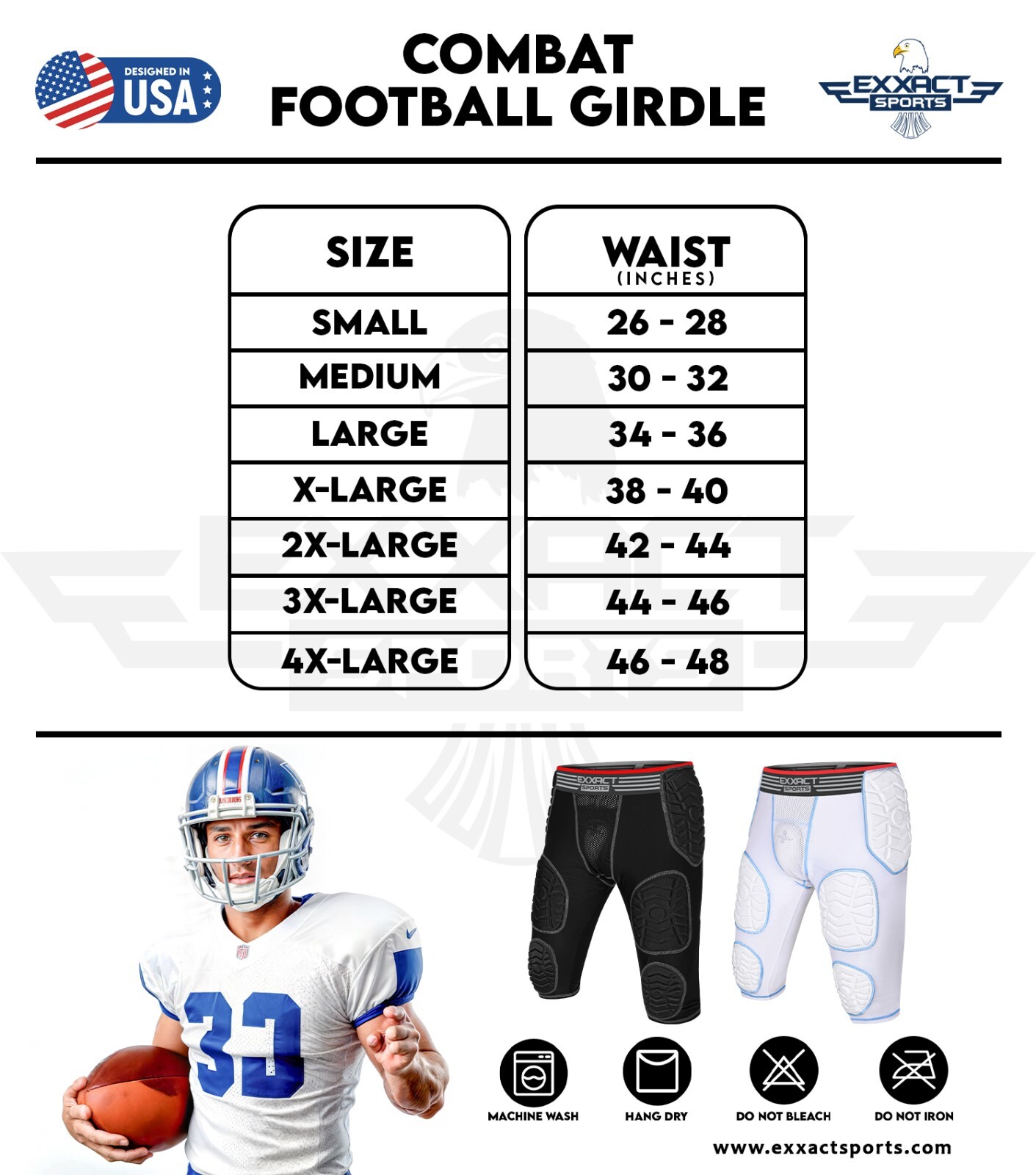 Exxact Sports Combat 7 Pad Girdle for Adult, with Cup Pocket, Padded