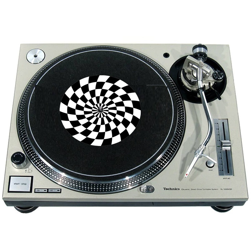 Slipmat for Technics or Single 7" 45 Turntable Record Player CHECKER SPIRAL