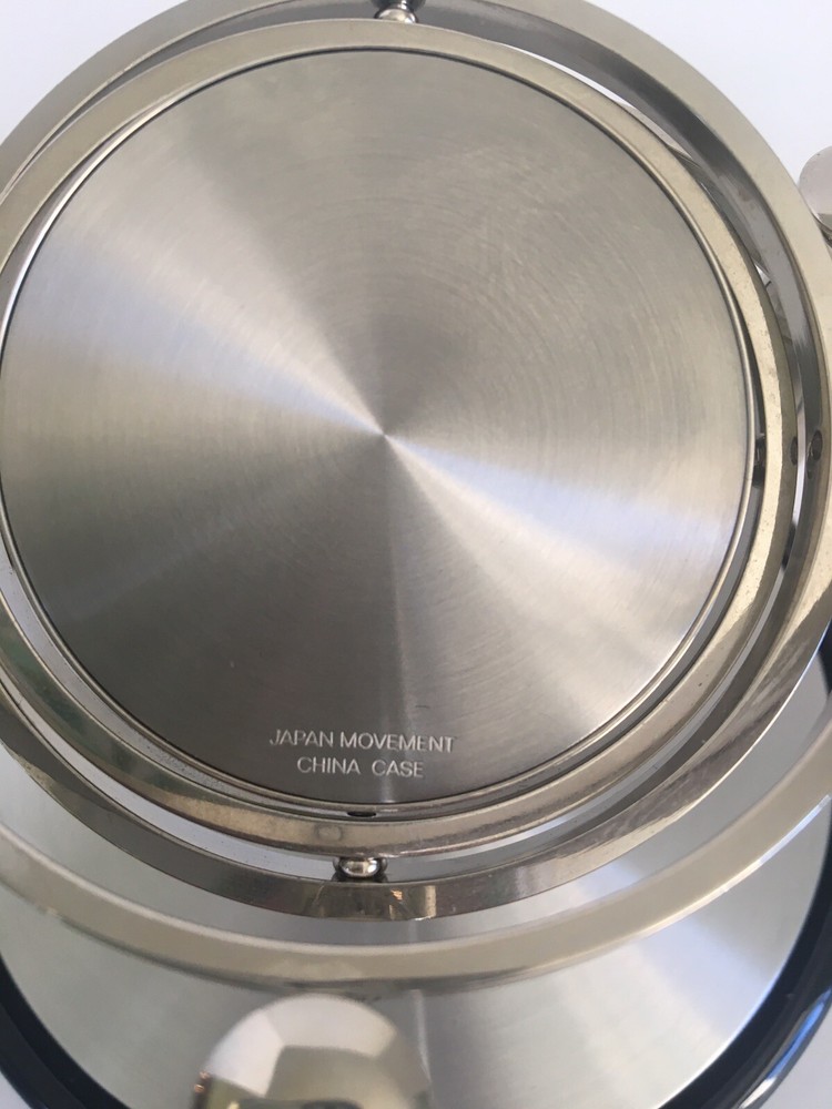Spinning Gyro Silver Tone Quartz Desk Table Clock Unique