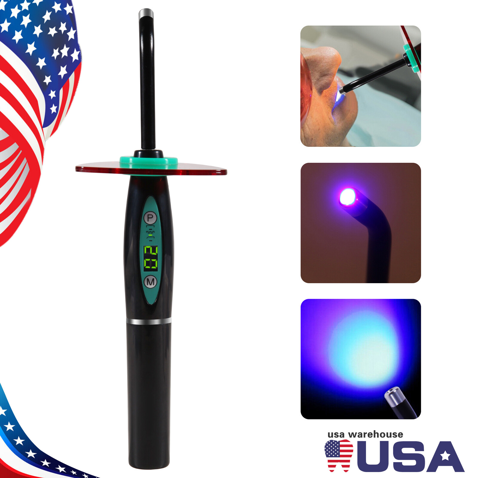 Dental Wireless Cordless LED Cure Curing Light Lamp 2000mw 5W Tool Resin Cure US