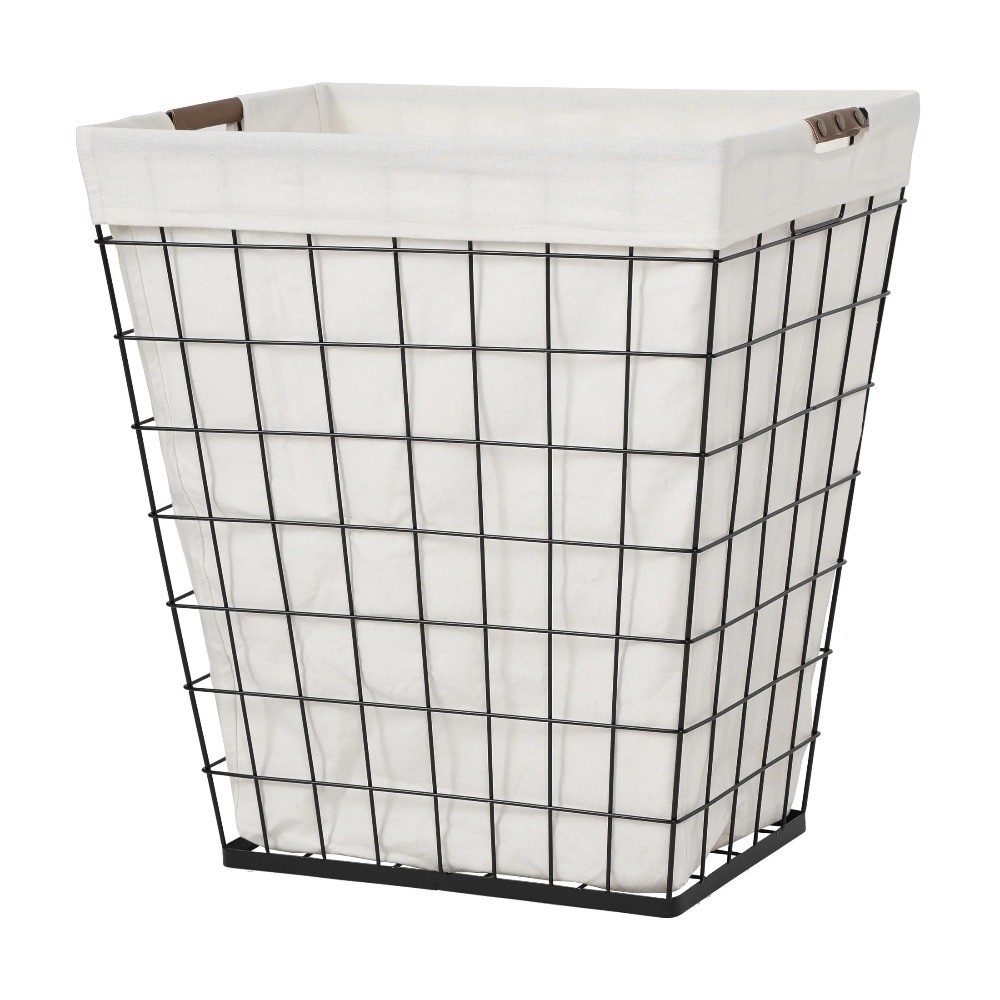 (2 pack)75L Rectangular Steel Wire Laundry Hamper with Removable Liner, Adult