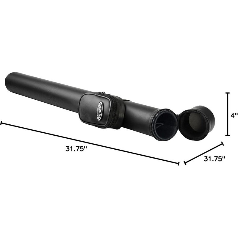 Durable Leatherette Pool Cue Case W/ Impact-Resistant Padding & Accessory Pocket