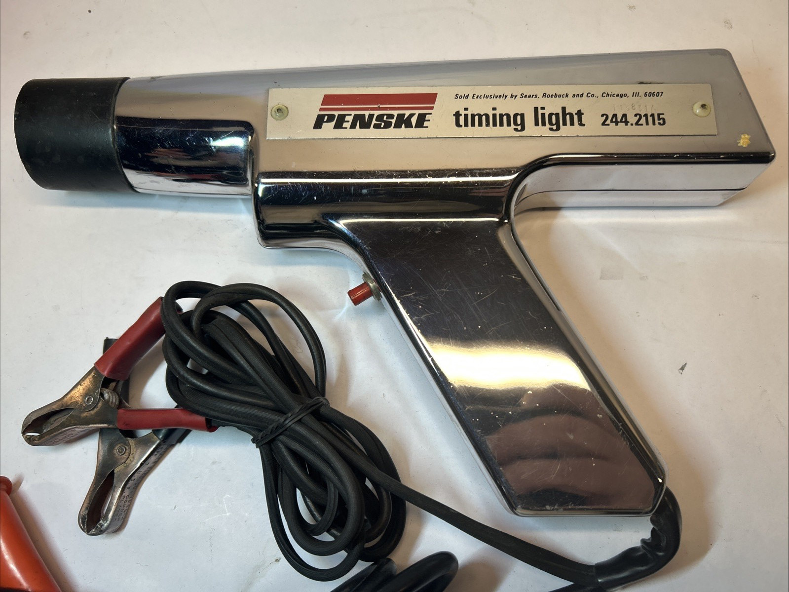Vintage Sears Roebuck Penske Chrome Power Auto Timing Light Gun 244.2115 Manual