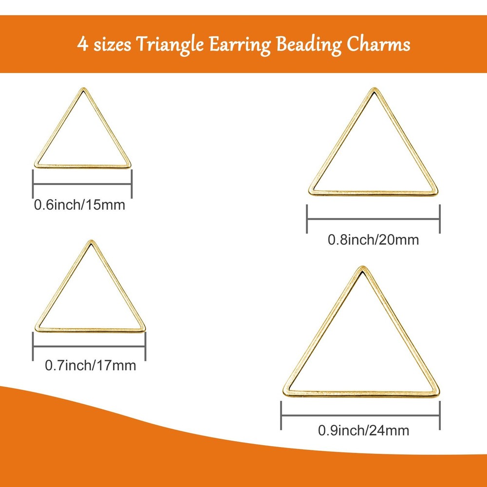 70Pcs Triangle Earring Beading Ring,4Sizes Hoops Connector Gold K