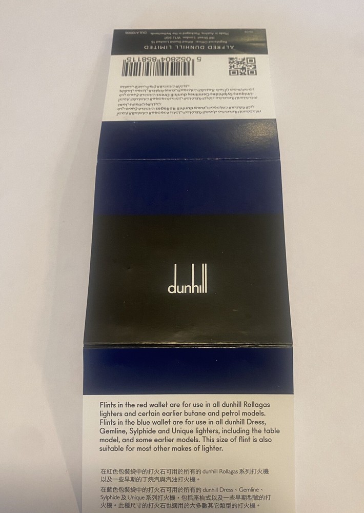 Dunhill BLUE Flints For UNIQUE Lighters, Package 9 NEW Flints