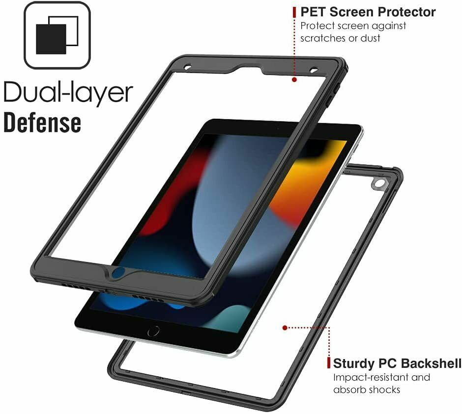 For iPad 9th/8th 7th Gen Case 10.2" Waterproof IP68 Dust-proof Full Coverage