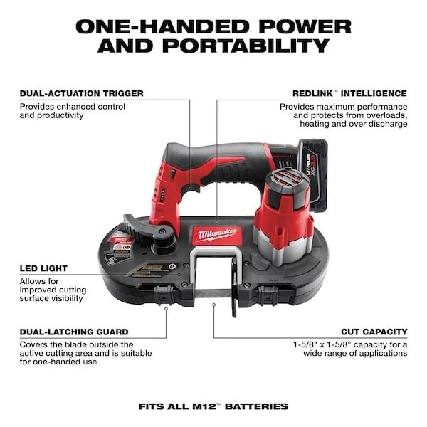 Milwaukee 2429-21XC M12 Cordless Sub-Compact Band Saw Kit (US STOCK)