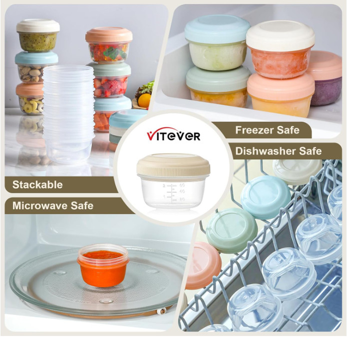 [16 Pack] 4 Oz Small Containers with Lids Reusable Plastic Containers for Snack