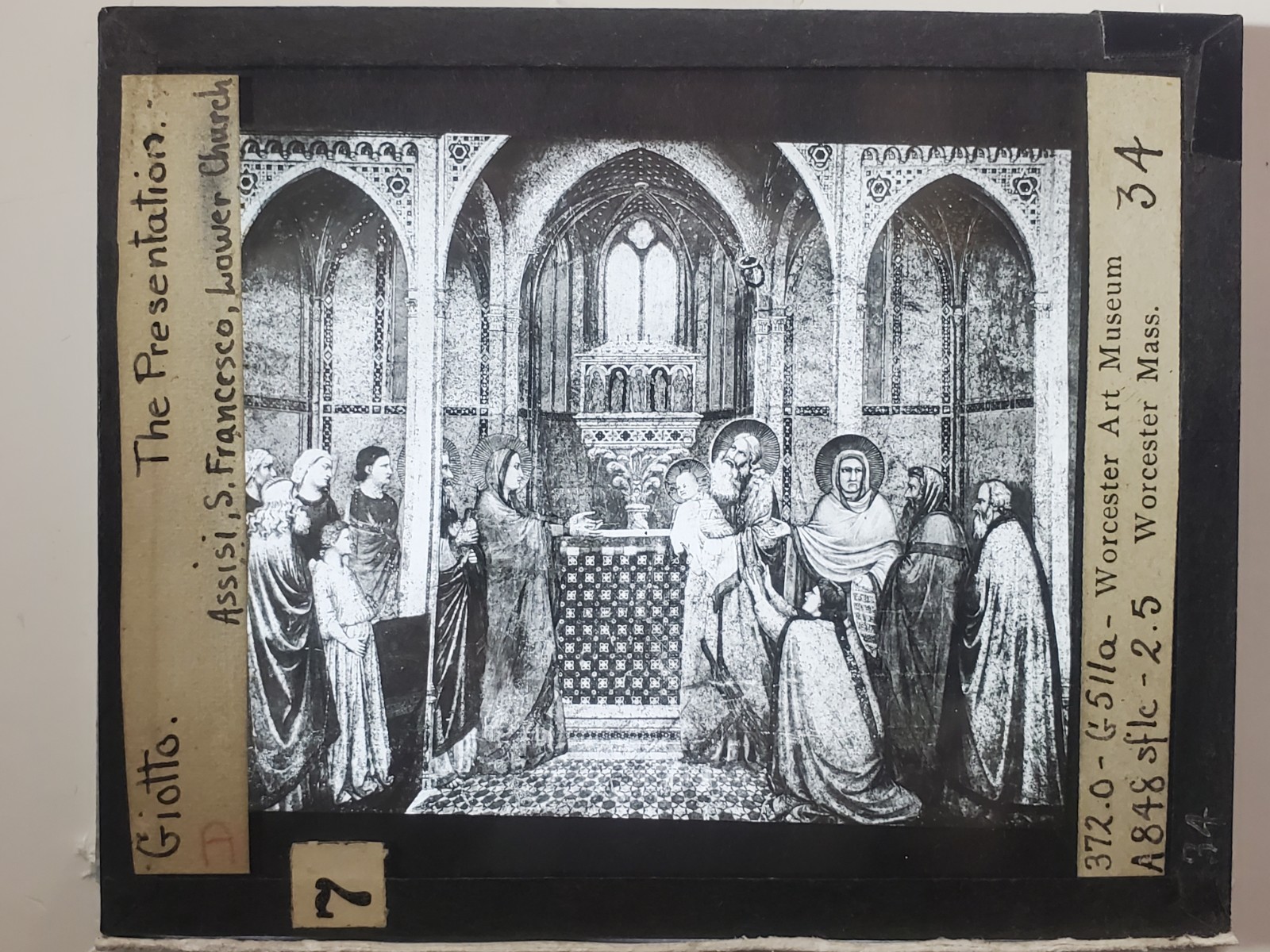 The Presentation, Giotto, S. Francesco, Assisi, Magic Lantern Glass Slide