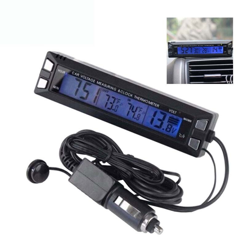 Multifunctional Car Luminous Clock Car Thermometer Voltmeter Temperature Alarm