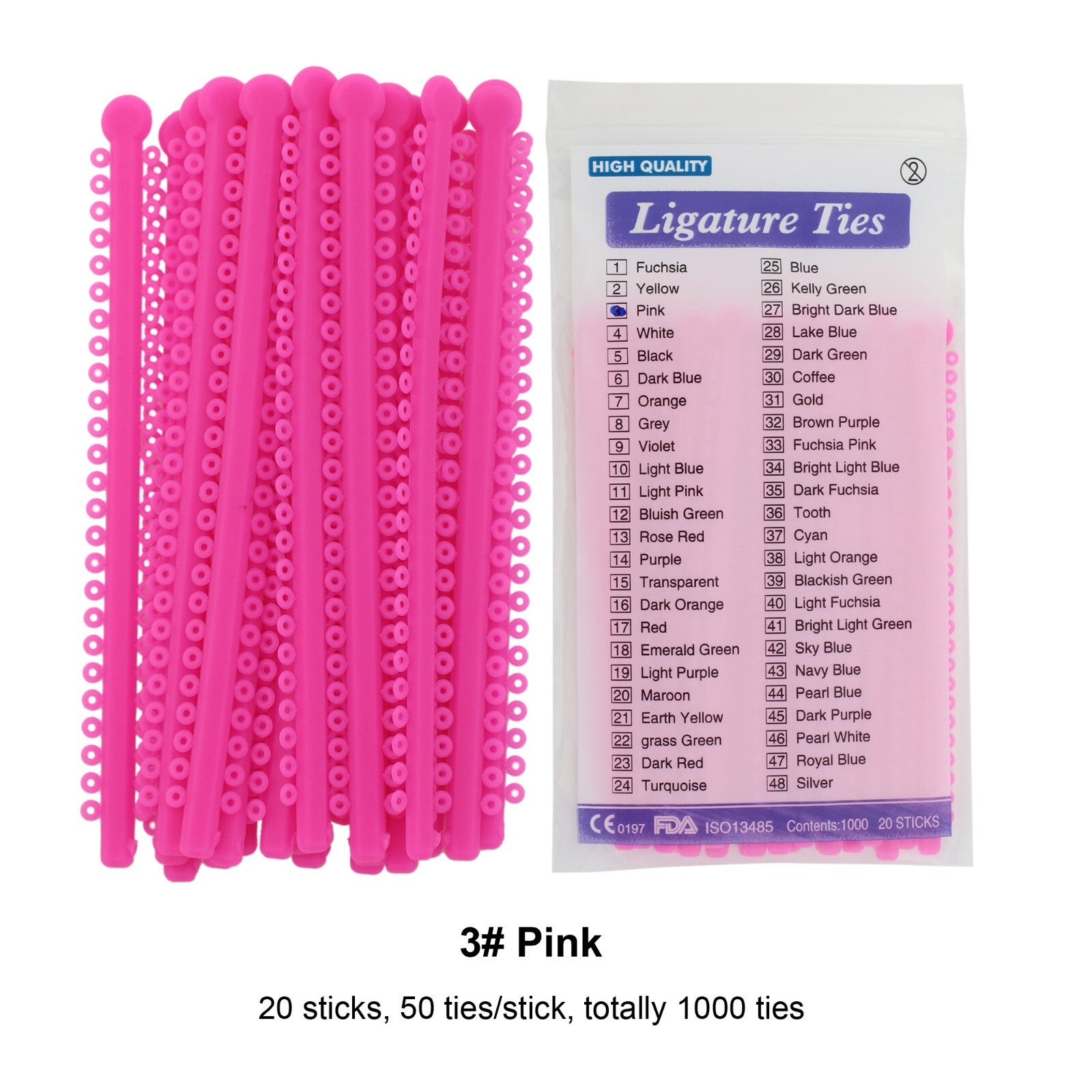 1000pcs Dental Orthodontic Elastics Ligature Ties Braces Elastic Rubber Bands