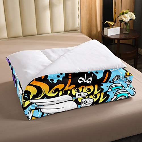 Hip Hop Comforter Set Size, Graffiti Style Down Comforter for Queen Pattern 1