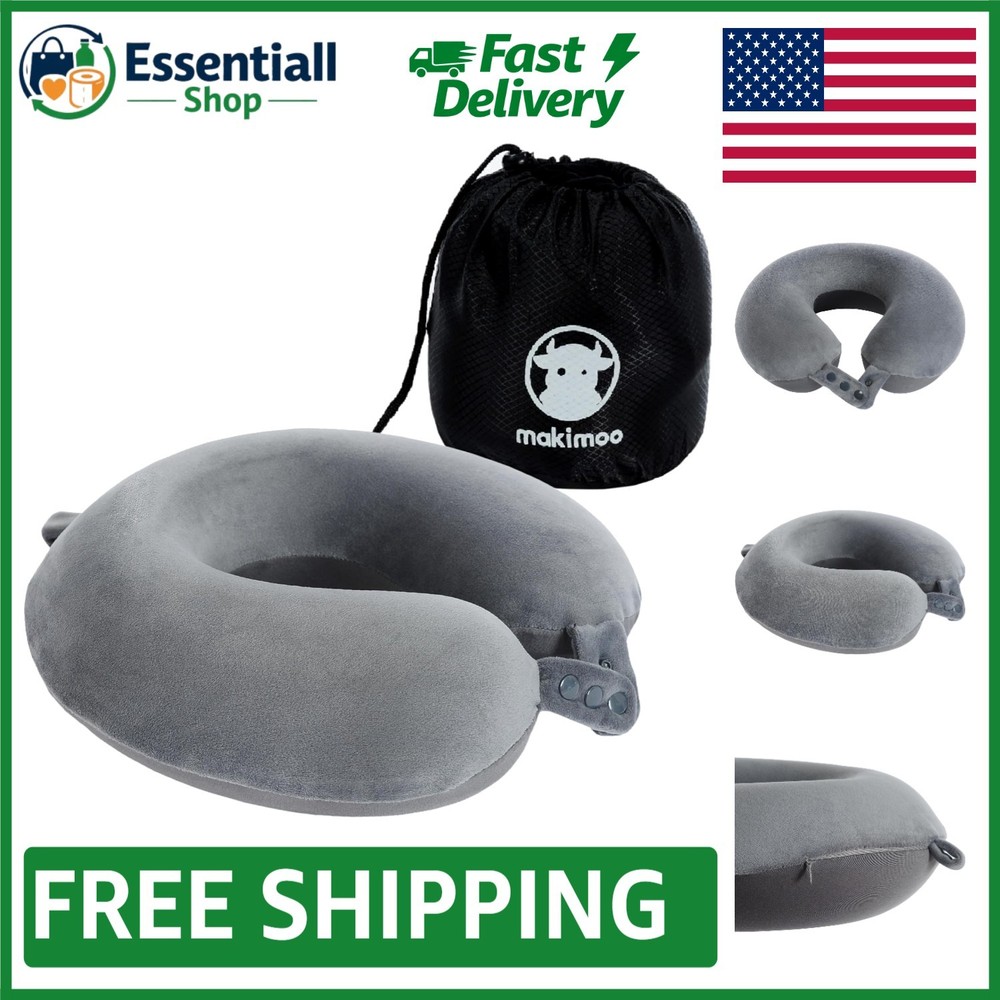 Adjustable Memory Foam Neck Pillow for Travel - Compact & Supportive Design