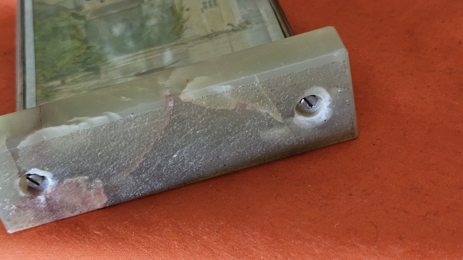 Vintage Art Desk Clock Swiss Marble Base Working