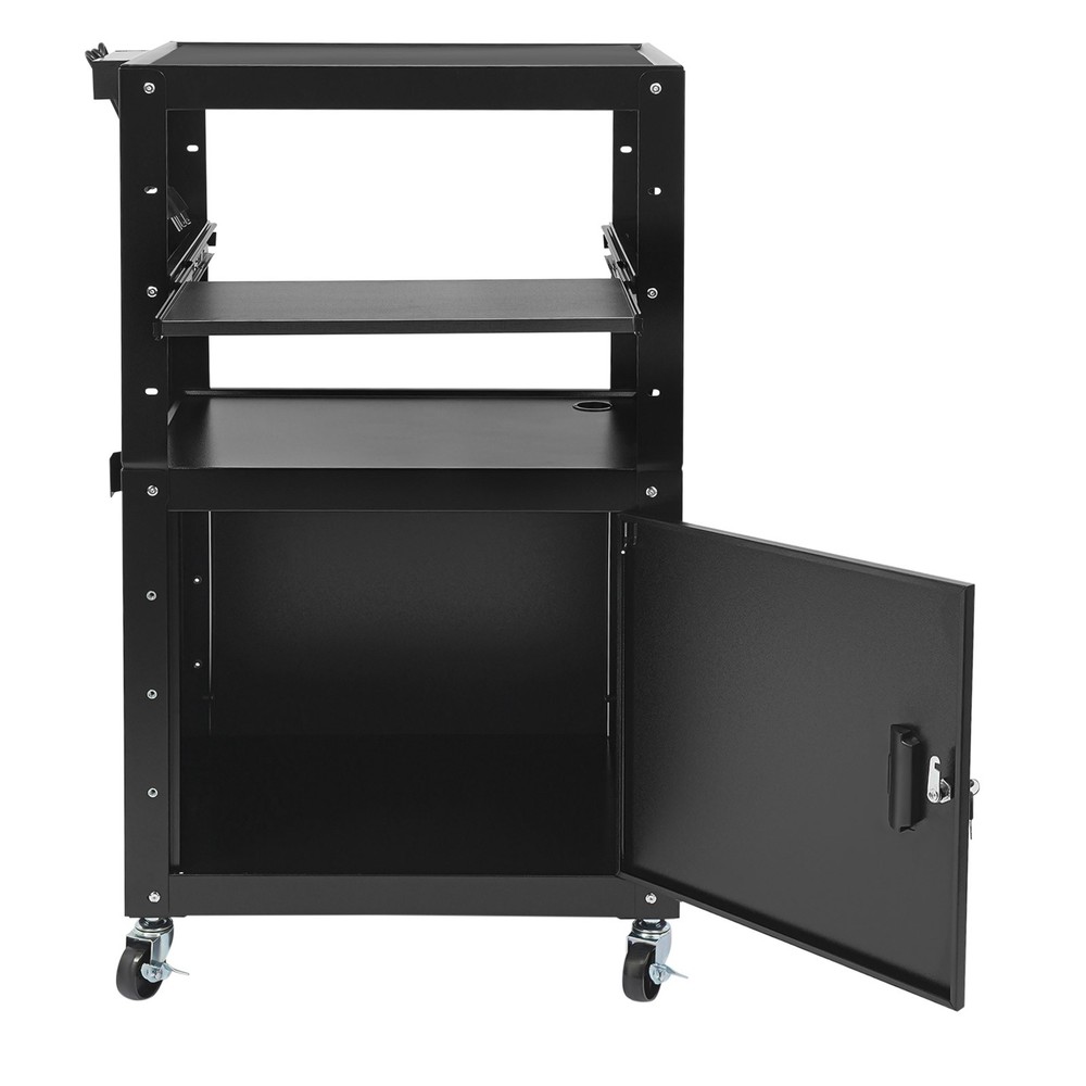 Portable Av Cart Multipurpose Rolling Small Office Laptop Table w/ Power Socket