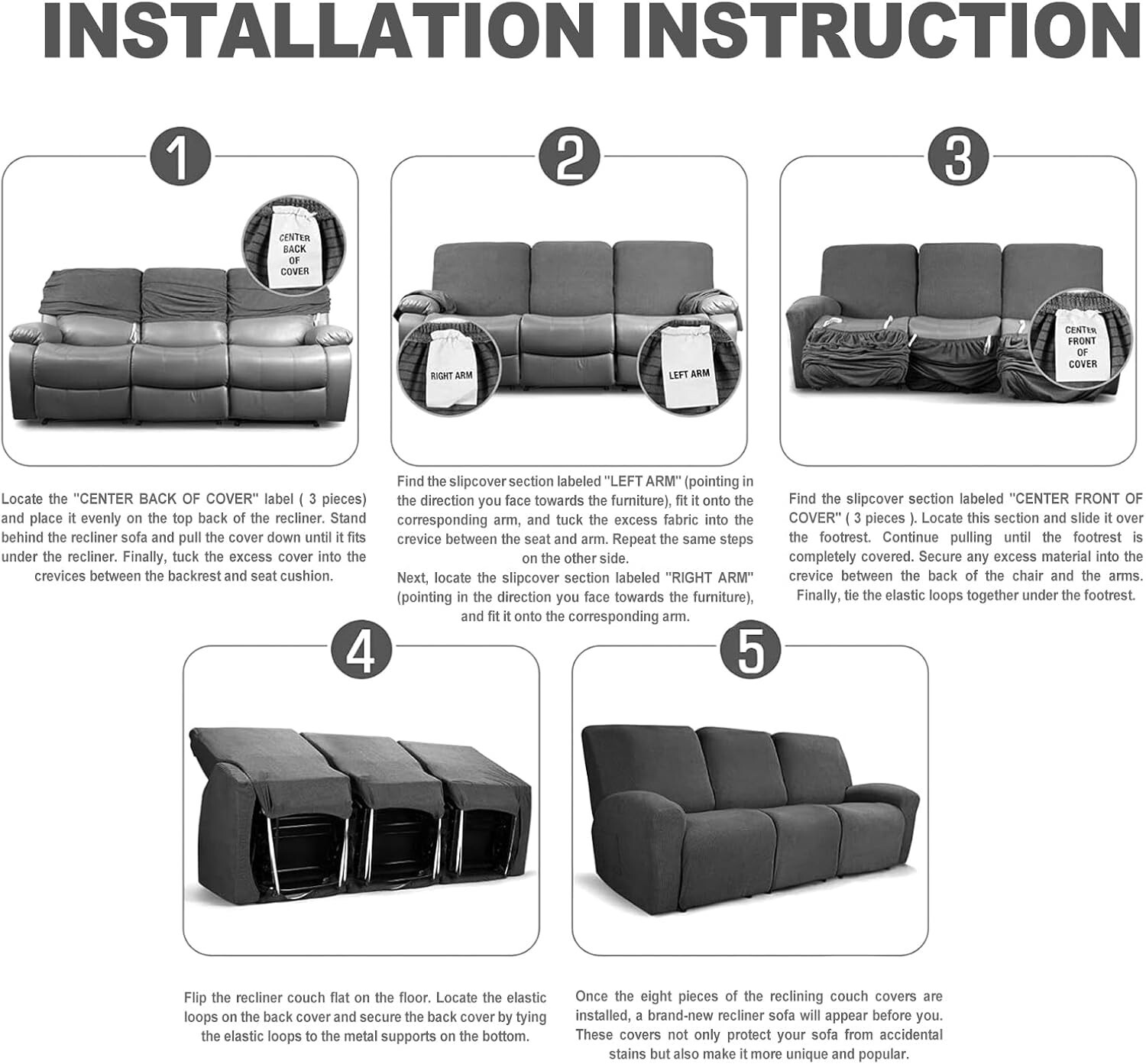 Recliner Sofa Covers Lazy Boy Relax Armchair Cover 1/2/3 Seater Sofa Protector