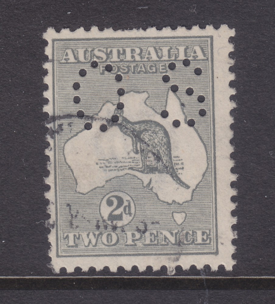 KANGAROO:  2d GREY 3RD WMK DIE 1 PERF OS USED