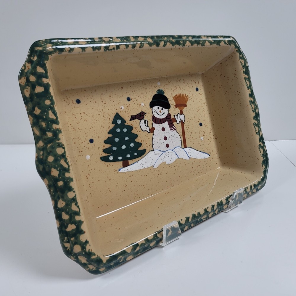 ABC Distributing Large Rectangular Baker ~ Country Snowman ~ 13 3/4" Casserole