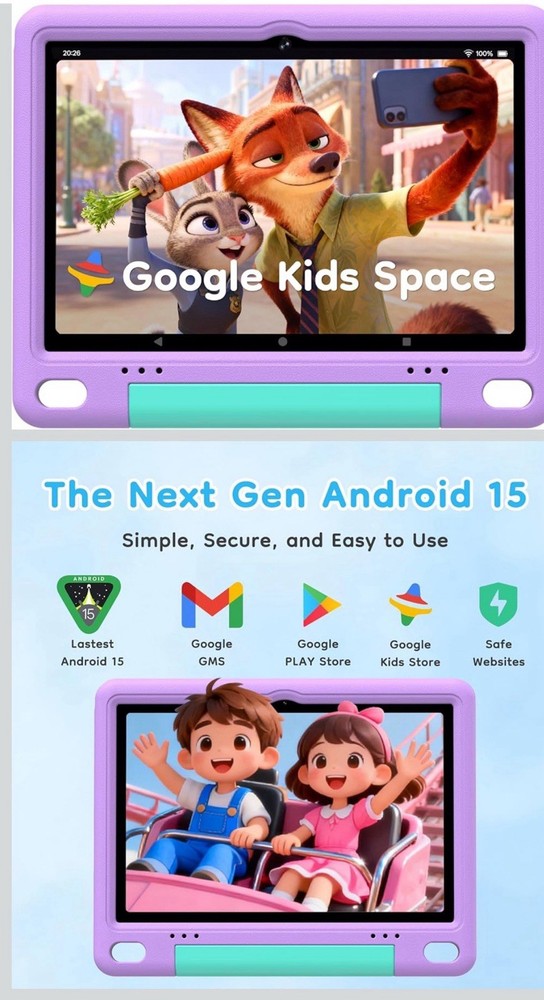 ShareCloud Kids Tab Pro 10.1" Android 15 Tablet Purple Dual Camera