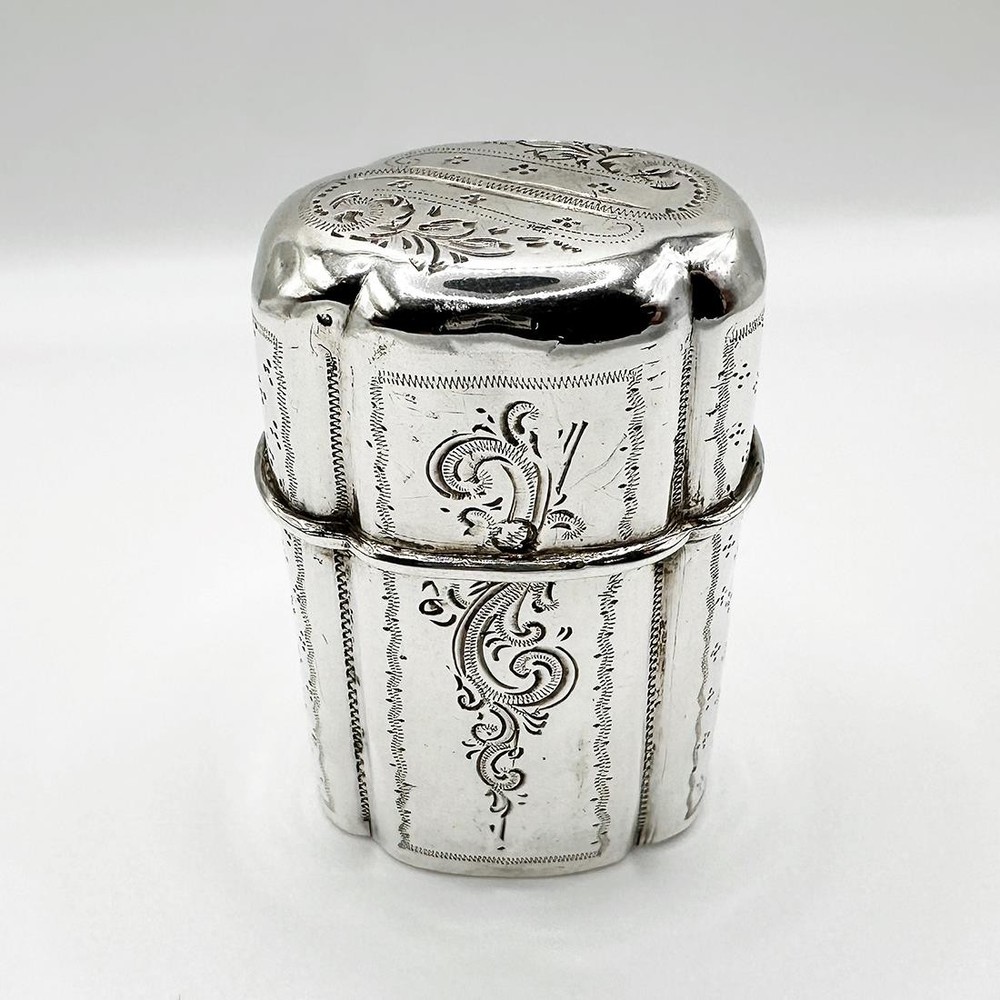 ANTIQUE DUTCH SILVER PEPPERMINT BOX 1861