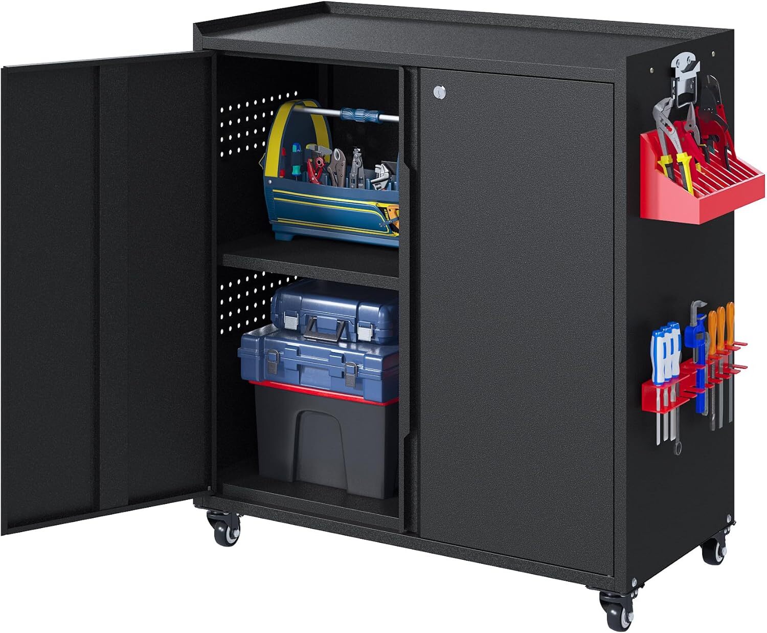 Garage Storage Cabinet System 8 Pcs Garage Workshop Set W/Steel Cabinet Shelves